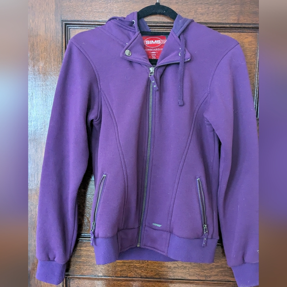 Purple Sims Moto Style Snowboard Hoodie Sweatshirt Size Medium